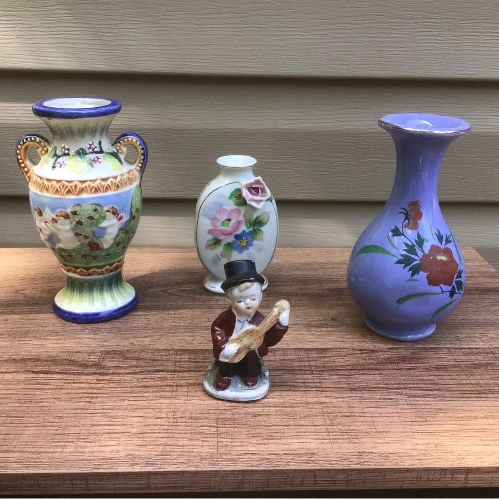 VTG Occupied Japan (1945- ‘52) Vase Lot & Small Figurine